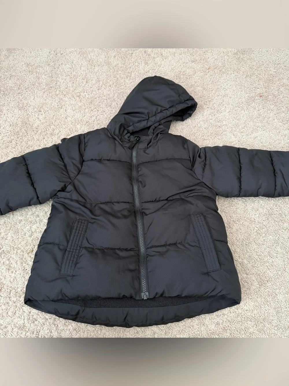 Kids Black Hooded Puffer Jacket
